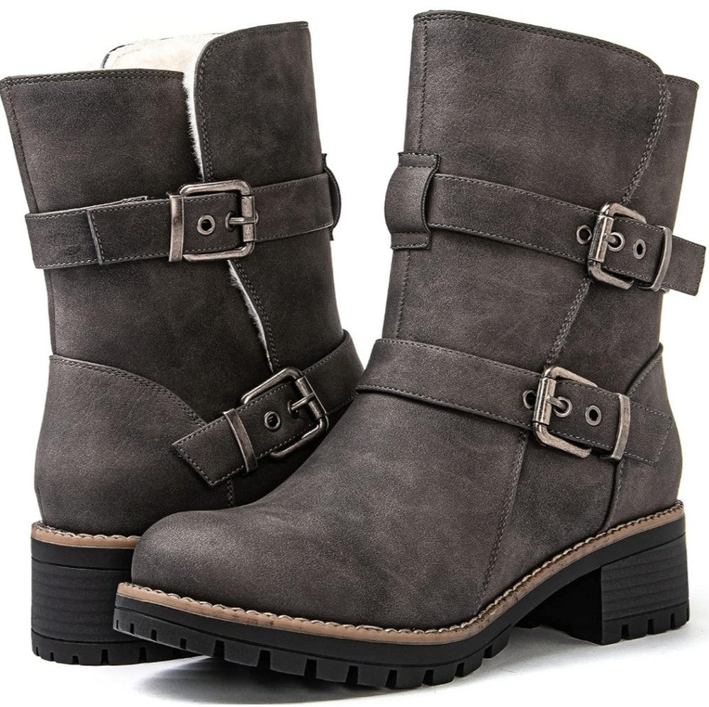 Women's Lined Winter Boots, sz 8.5 (US), gray